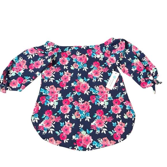 Stitch Fix Status Top Womens Size S Blue Pink Floral Off Shoulder Colorful NWT - Picture 5 of 12